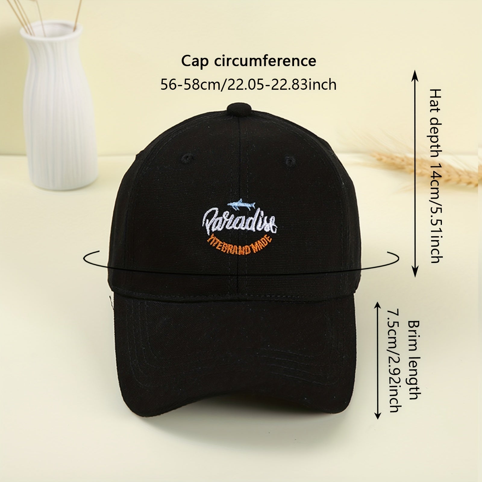Shark Embroidered Baseball Cap Adjustable Sun Hat Lightweight