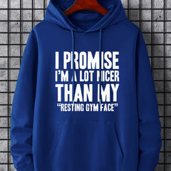 Men's Letter Print Hoodie Casual Sweatshirt for Outdoor Activities