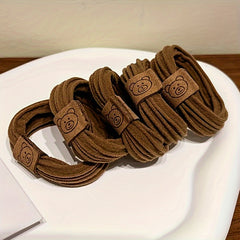 5pcs Little Bear Hair Rope Elastic Headband Thick Hair Ties