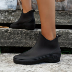 Women's Waterproof Rain Boots Comfortable Solid Medi