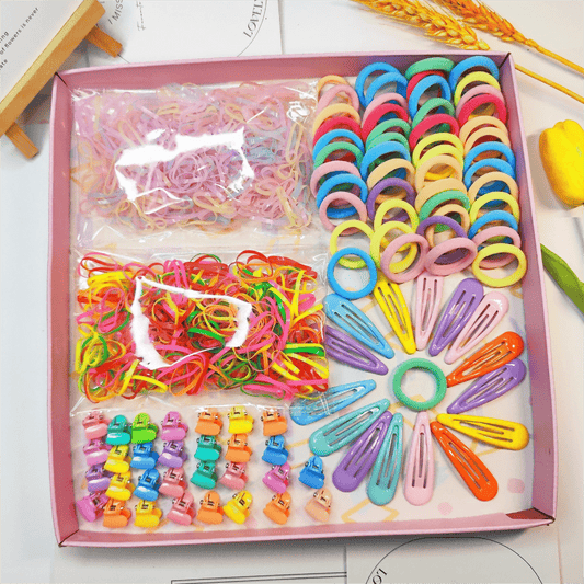 895PCS Girls Hair Accessories Set High Elasticity Hair Bands Ponytail Ropes