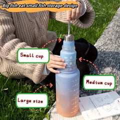 3pc High Temp Plastic Water Bottle Set 280 750 2000ml Gradient Portable Outdoor