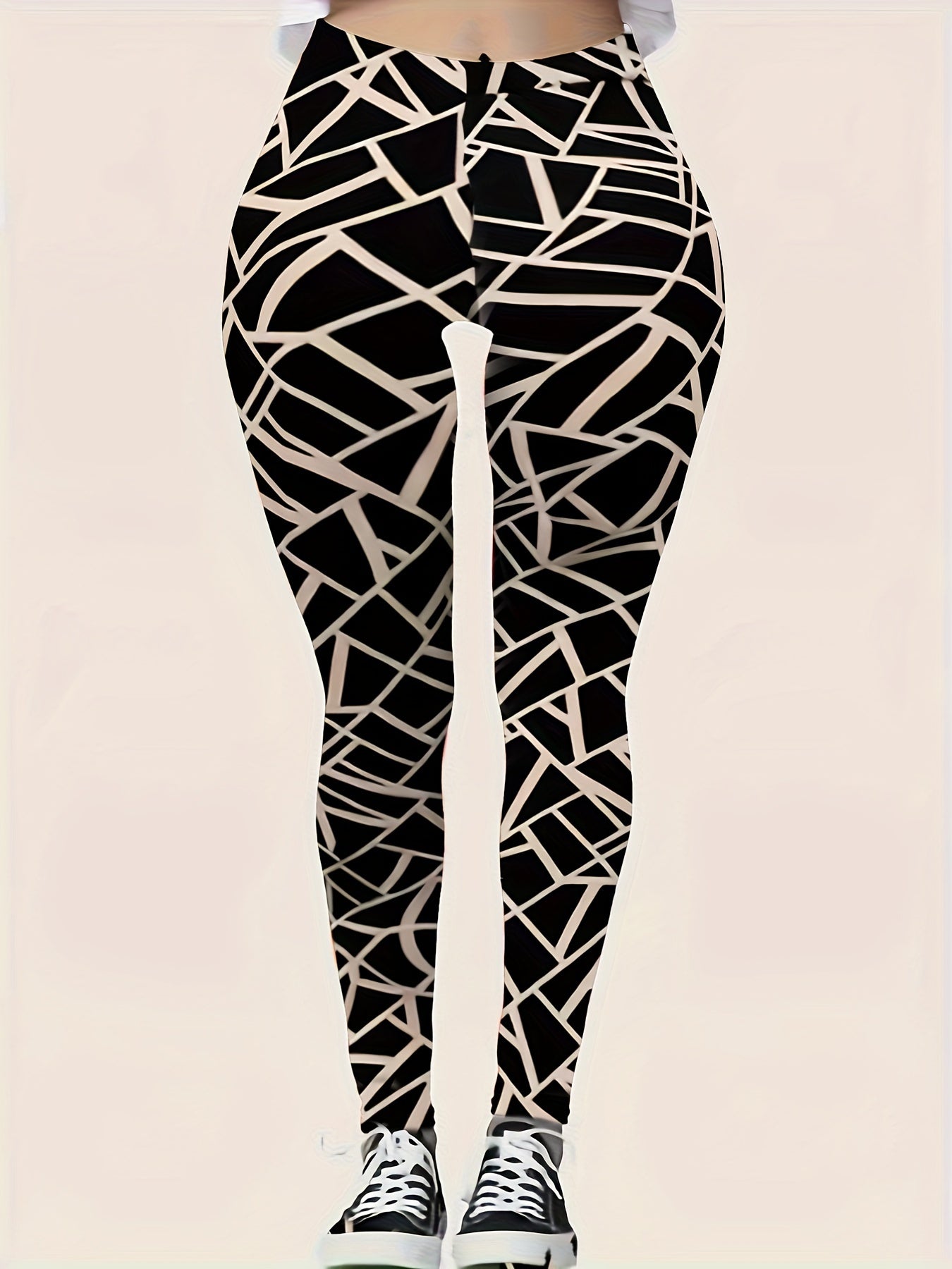 Geometric Print High Rise Skinny Trousers