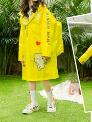 Waterproof Cat Graphic Raincoat Poncho Girls Boys School Gift