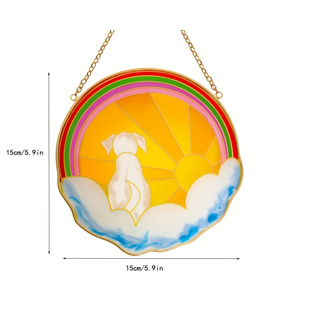 Colorful Heart Dog Round Acrylic Pendant Necklace