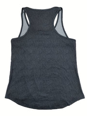 Letter Print Tank Top Crew Neck Sleeveless Summer Casual Top