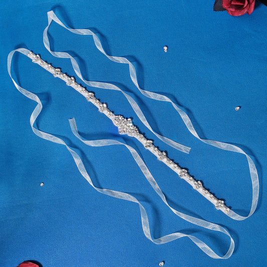 Rhinestone Bridal Belt Waist Chain Sash Faux Pearl Beaded Belt