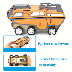 Tech Craft Wooden Puzzle Transport Truck Pull Back Car Educational Toy
