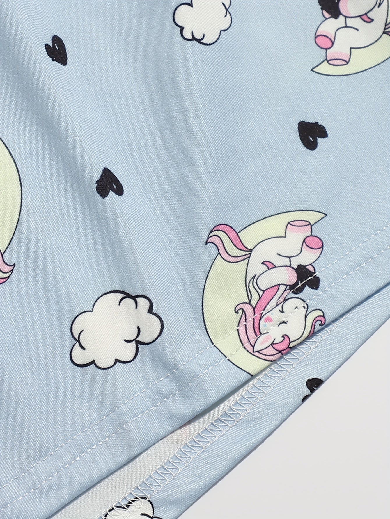Unicorn Print Pajamas Set Short Sleeve Top & Shorts