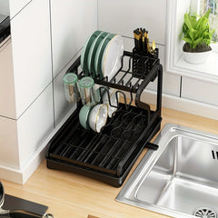 2-Tier Dish Drying Rack Large Capacity Kitchen Countertop Dish Rack