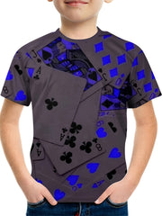 3D Print Number Cards Boy's T-shirt Kids Short Sleeve Summer Tee
