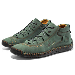 Men's PU Leather Ankle Boots Lace up Sneakers Casual Walking Shoes