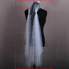 Long Bridal Veil with Faux Pearl Accents