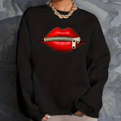 Lips Graphic Casual Sweatshirt Long Sleeve Top