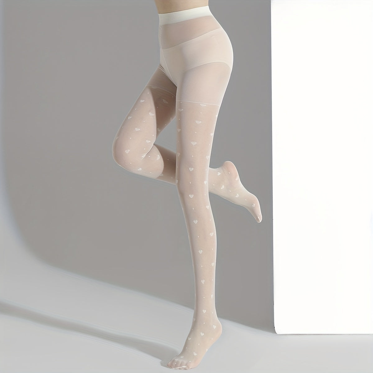 Heart Pattern Pantyhose Seamless High Waist Slim Footed Stockings