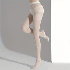 Heart Pattern Pantyhose Seamless High Waist Slim Footed Stockings