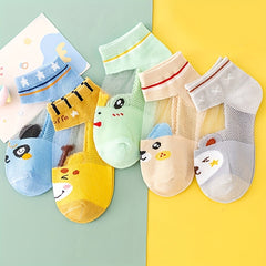 5 pairs Kids Ultra-thin Breathable Cartoon Bee Animal Socks