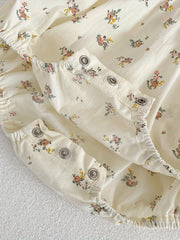 Floral Doll Collar Puffy Sleeve Romper for Baby Girls