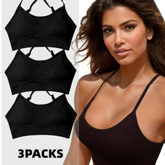 3pcs Criss Cross Back Sports Bras Wireless Bra
