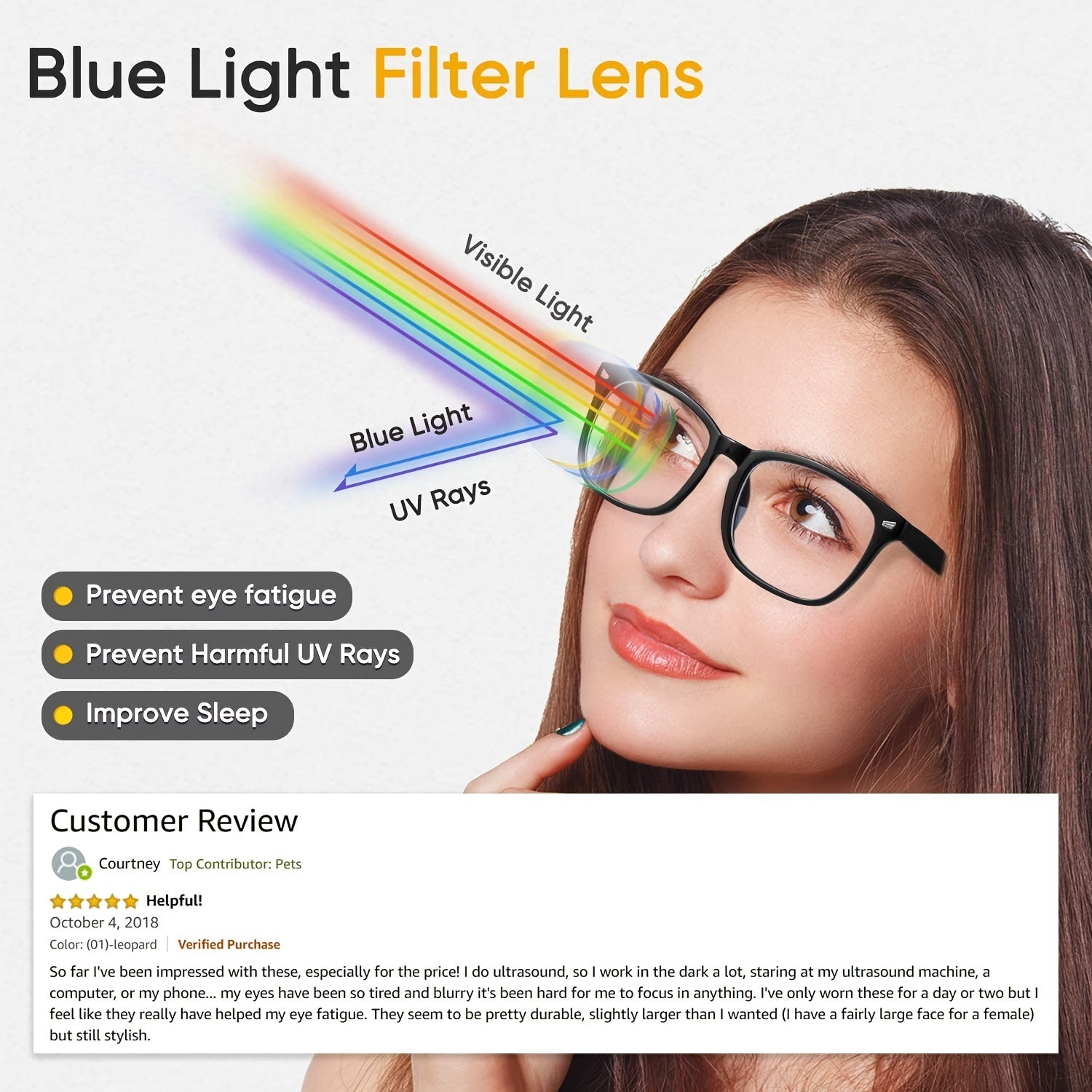 Square Light Blocking Glasses Eyeglasses Frame