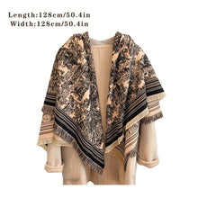 Reversible Tassel Shawl Warm Scarf Cashmere Thick Wrap for Women
