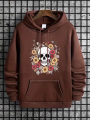 Skull Print Hooded Sweatshirt for Men
