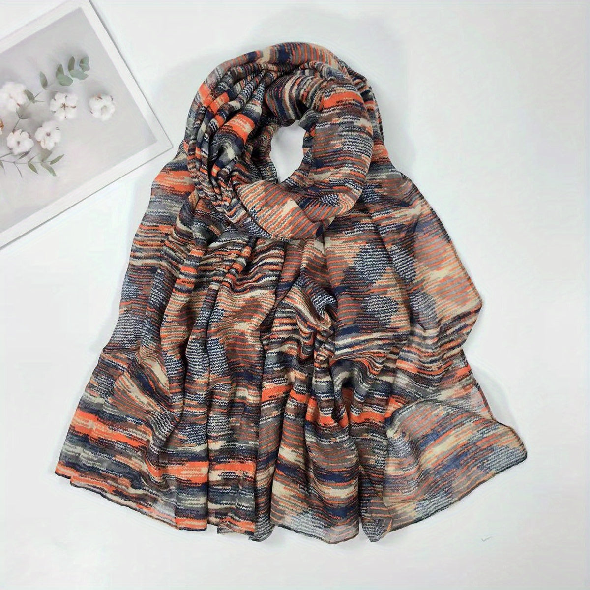 Boho Striped Chiffon Scarf Vintage Hijab Casual Shawl Head Wrap Turban