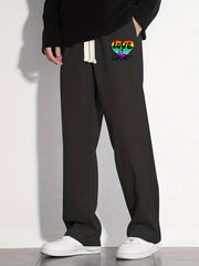 Love Is Love Rainbow Heart Print Joggers Men's Casual Loose Fit Pants