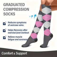 6 Pairs Compression Sock 15-20 mmHg Knee High