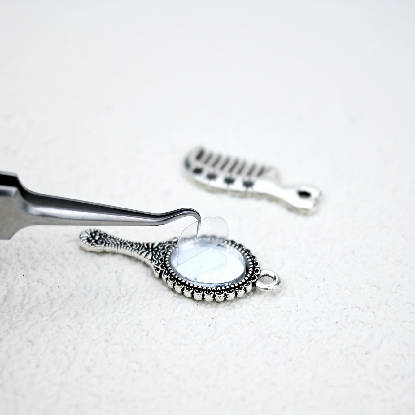 Miniature Mirror Comb Set for Dollhouse Decor