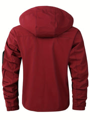 Waterproof Drawstring Hooded Jacket Men's Casual Zip Up Jacket