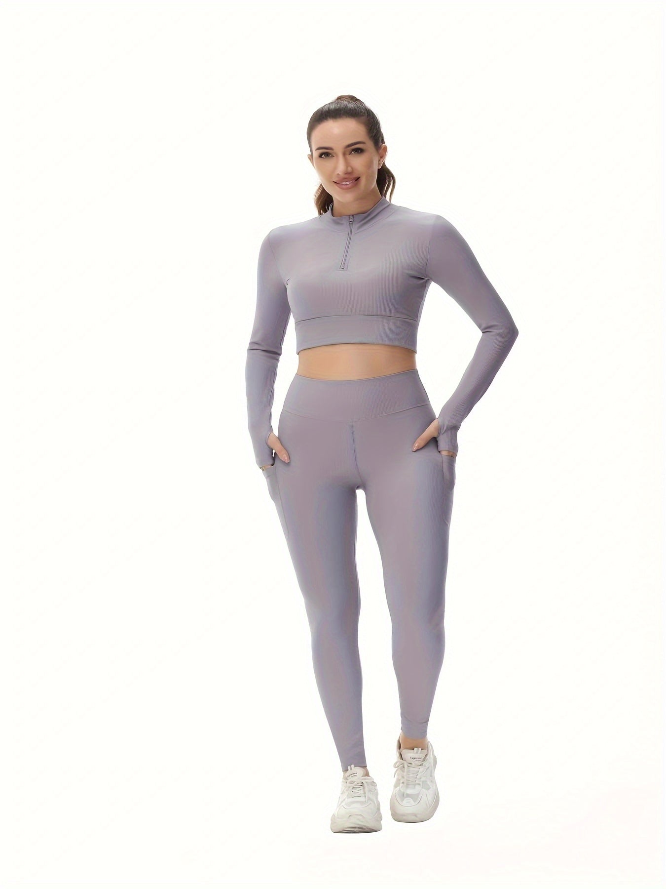 Yoga Crop Top & Leggings Set - Women's Activewear