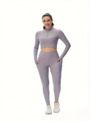 Yoga Crop Top & Leggings Set - Women's Activewear