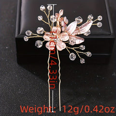 Crystal Flower Hair Pin U-shaped Hairpin Head Jewelry