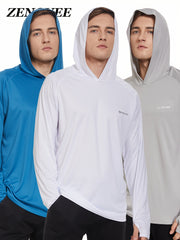 3 Pcs Men's UPF 50 Sun Protection Hoodie Long Sleeve Quick Dry Tops