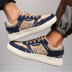Retro Graphic Print Block Skate Shoes Flat Breathable Sneakers