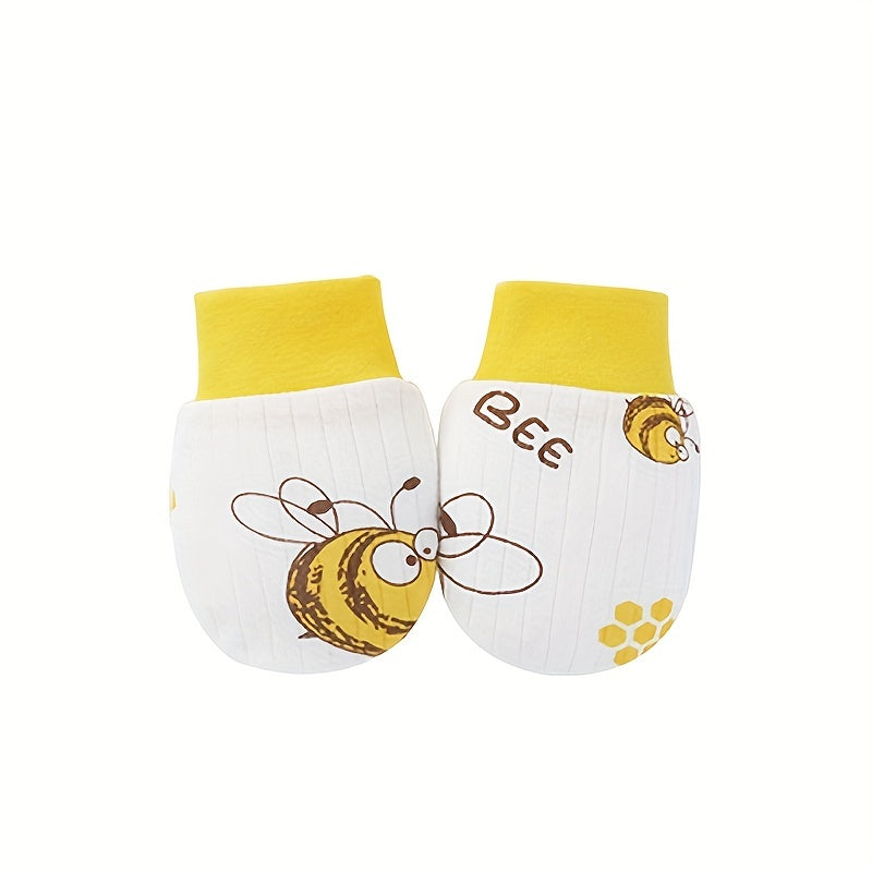 6pairs Newborn Cartoon Polka Dot Plaid Thin Mittens Anti Eating Hand Gloves
