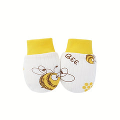 6pairs Newborn Cartoon Polka Dot Plaid Thin Mittens Anti Eating Hand Gloves