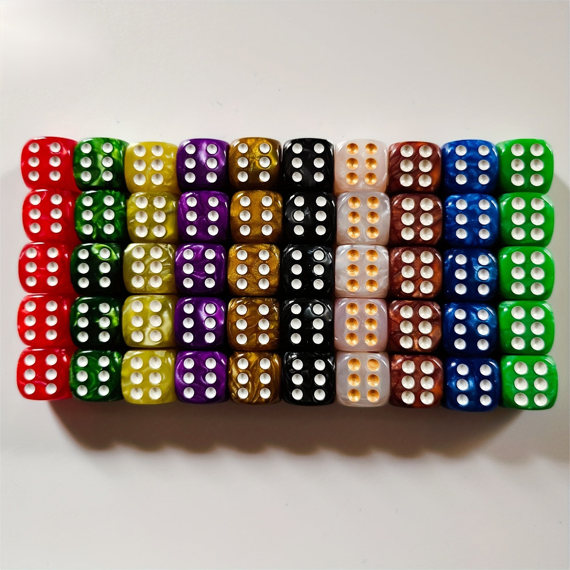Set of 6 Pearl Pattern Dice for Board Games and RPGs