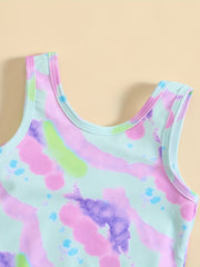 Baby Girl's 2pcs Tie Dye Swimsuit & Shorts Set