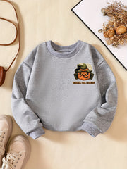 Boys Sweatshirt TRICK OR TREAT Pumpkin Print Halloween Style