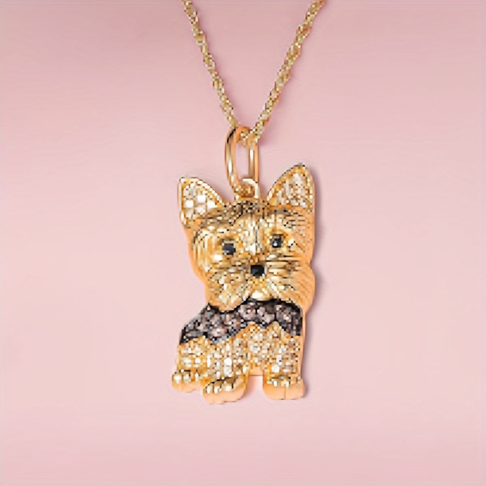 Yorkshire Sparkling Rhinestone Pet Pendant Necklace - Great Gift