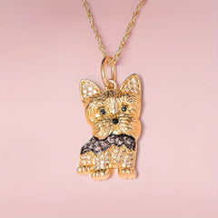 Yorkshire Sparkling Rhinestone Pet Pendant Necklace - Great Gift