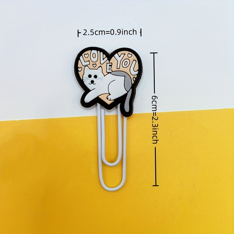 10pcs Cartoon Paper Clip Bookmark Silicone Metal Binder