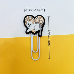 10pcs Cartoon Paper Clip Bookmark Silicone Metal Binder