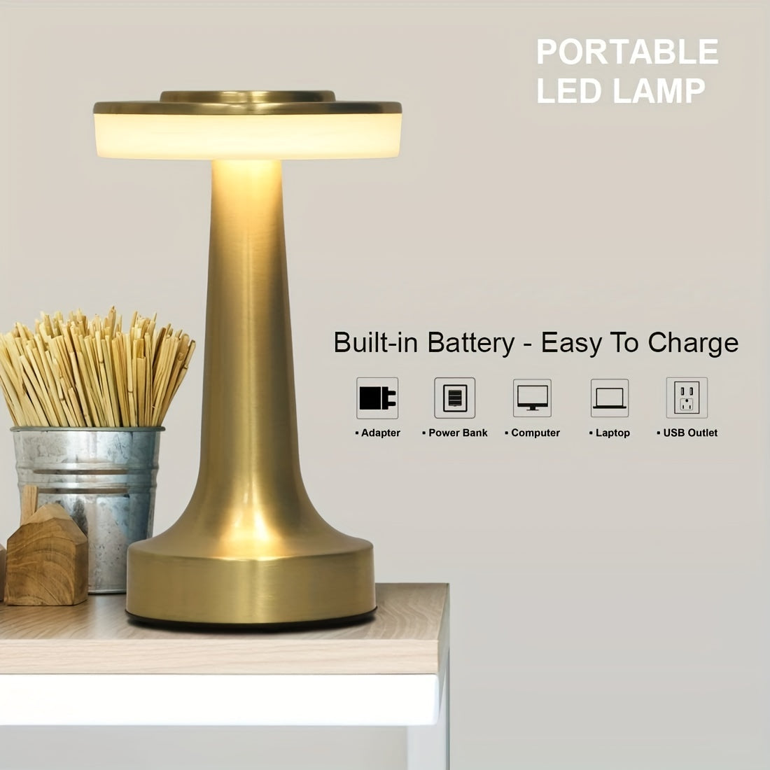 Portable LED Table Lamp Touch Sensor 3 Levels Brightness