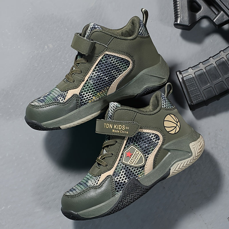 Camouflage Basketball Shoes for Boys Breathable Non Slip Sneakers