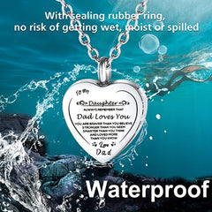 Heart Cremation Urn Necklace Stainless Steel Pendant Keepsake Gift