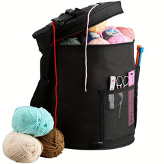 Large Capacity Yarn Storage Bag Barrel Shaped Knitting Organizer Bag