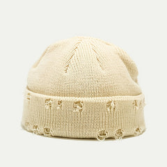 Ripped Knitted Hat Woolen Hat Embroidery Hip hop Cap Unisex